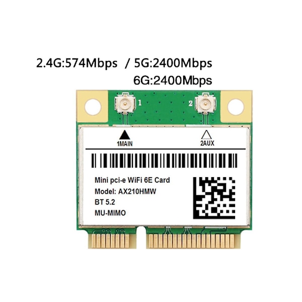 XJ-Ax210hmw Wifi-kort+antenn Wifi 6e Mini Pci-e Ax210 802.11ax/ac 2.4g/5g/6ghz Bt5.2 Trådlös Adapter