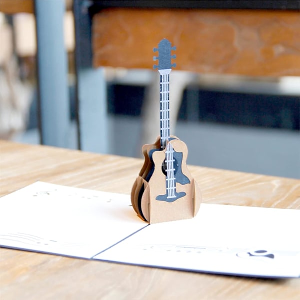 XJ-Gitardesign 3D Pop Up-kort Gratulasjonskort Gitarpresent Musikkgave for gitarist Musiker