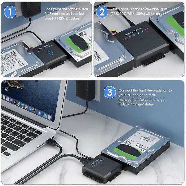 XJ-SATA - USB 3.0 IDE SATA -sovitin USB3.0 USB2.0 SATA -kaapeli 2,5 3,5 kiintolevylle HDD SSD USB IDE SATA EU-pistoke