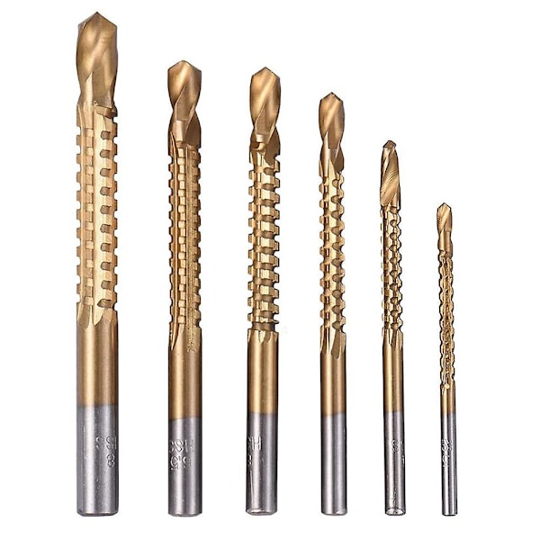 XJ-6st Titanium Borrsågsbits Set, Hss Tandad Bits Håltagning, 3-8mm Snickar Bågfil Borr