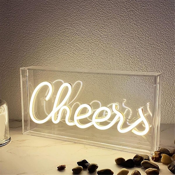 Cheers Neonskylt Usb Led Skylt Skrivbordsljuslåda Cheers Neonbarskylt 3d Väggneon Varm Ljusskylt För P