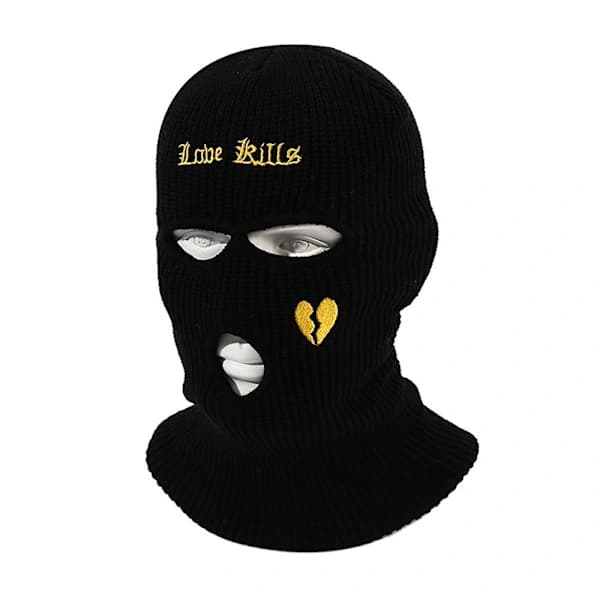 Ullstickad mössa skidmask VIT Vit