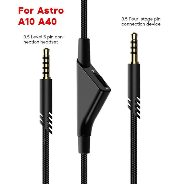 Erstatningskabel for Astro A10 A40 Gaming Headset Audioforlengelseskabel