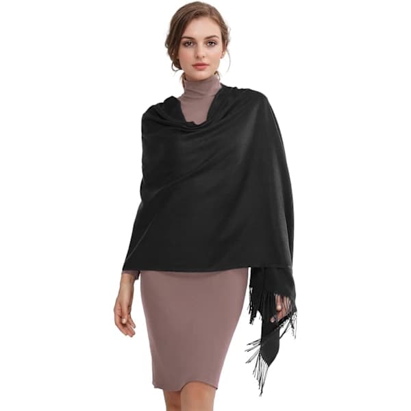 Dame Tørklæder Pashmina Sjaler og Wraps til Bryllup Tørklæder til Kvinder Vinter Sort[pl]