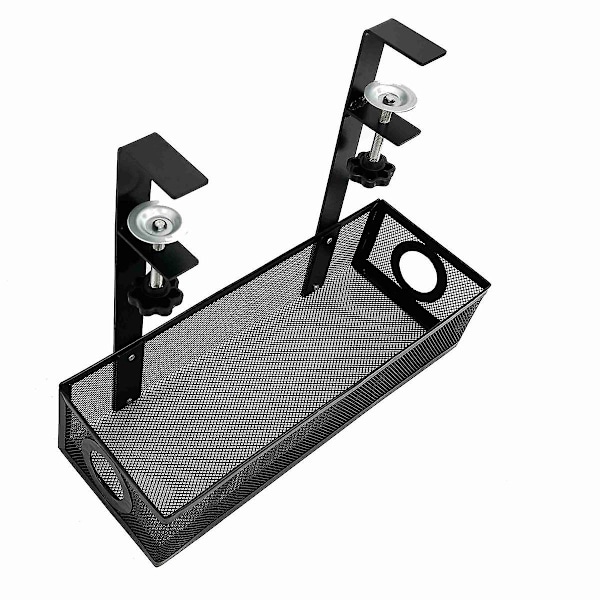 XJ-Under Desk Box Tray Under Skrivebord Kabelhåndteringsboks Klemme Under Bord Ledningsorganisator