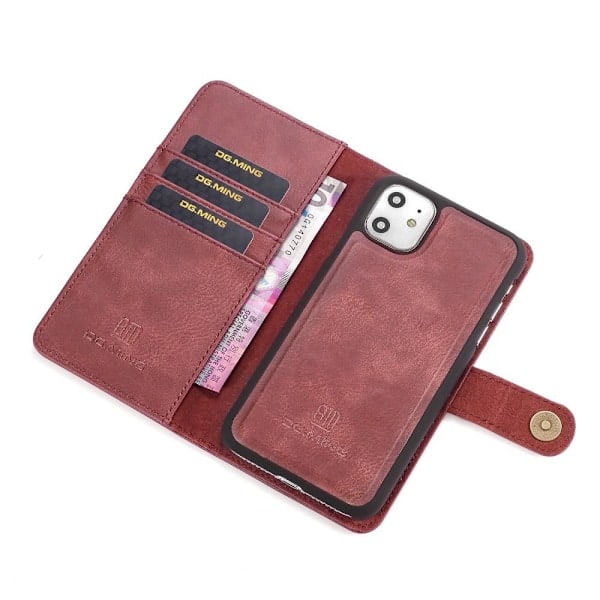 iPhone 11 - DG.MING Lommeboketui/Magnetisk Deksel - Burgundy