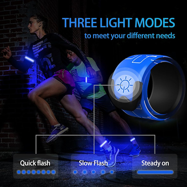 XJ-Led-armbånd for løping, 2-pakning løpelamper for løpere Oppladbart refleksløpeutstyr Lysende armbånd Høy synlighet LED-armbåndslys