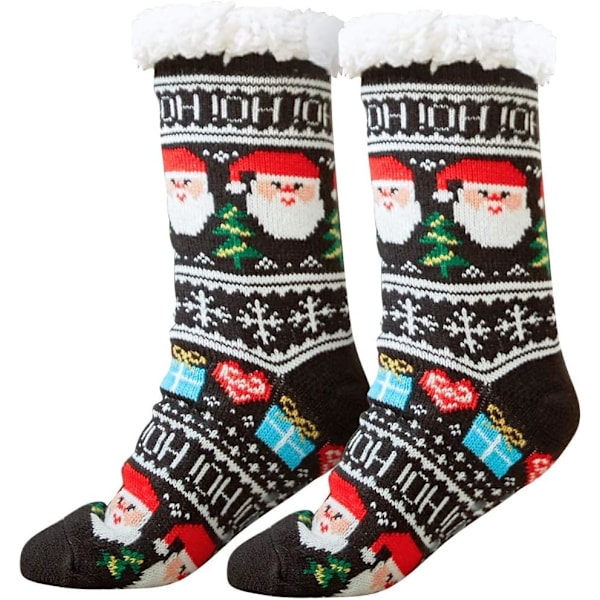 XJ Julstrumpor, Unisex, Varma Strumpor, Jul, Teddyfodrade Halkfria, Vinterstrumpor för Män och Kvinnor