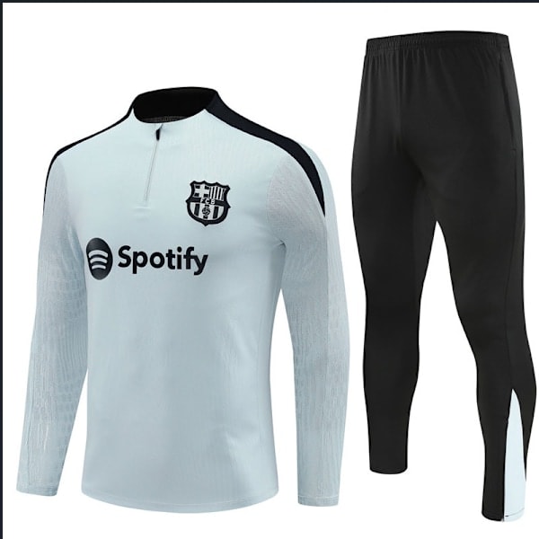 2425 Uusi FC Barcelona jalkapallopaita pitkillä hihoilla ja puolipitkällä vetoketjulla aikuisille ja lapsille, harmaa grey 10