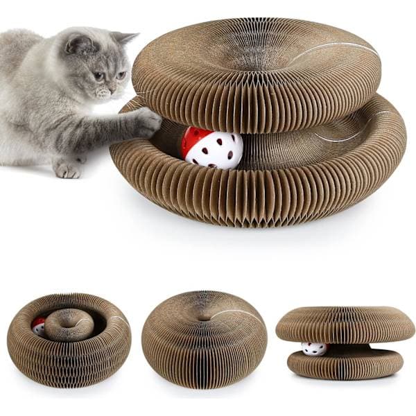 Cat Scratch Board with Magic Ball, Bell Toy, Interactive Activity Toy for Cats