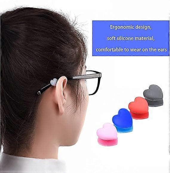 10 par brille-øreclips hjerteformet silikoneholder, bløde ørekroge