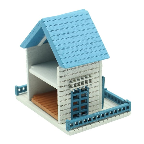 XJ-Underbar DIY Handgjort Miniatyrprojekt Trädockhus Presenter, Blå, som beskrivet
