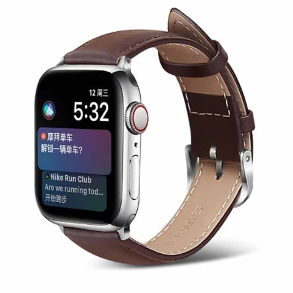 XJ-Apple Watch 38/40/41 1/2/3/4/5/6/7/8/SE Brunt Læderarmbånd Skind