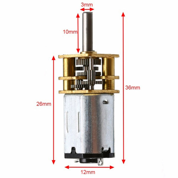 XJ-4kpl 30rpm N20 -nopeus Vaihdemoottori DC 6v Pienennysvaihdemoottorit Metallivaihteistopyörällä