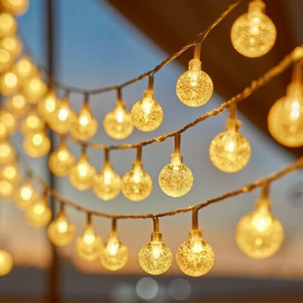 Solar Ball Ljusslinga, Vattentät, 80 LED, 14,4m, 70 Lampor, 8 Lägen, Inomhus- och Utomhusbelysning, för Hem, Jul, Fest, Uteplats, Varmvit