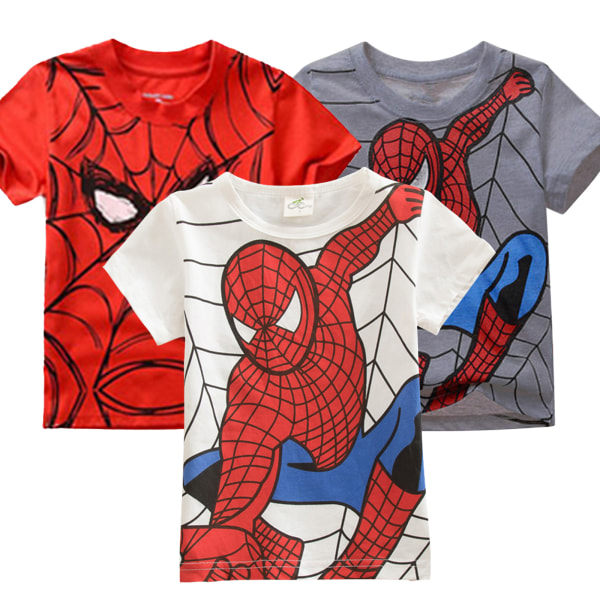 Spiderman T-shirt Pojkar Tryckt T-shirt med spindeltryck för barn Vit Spiderman 100cm