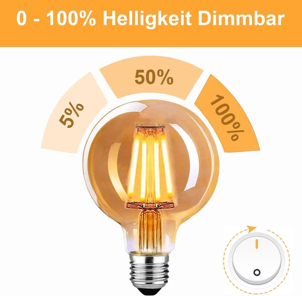 Vintage E27 LED Bulb, 4W G80 2700K Warm White - 4-pack