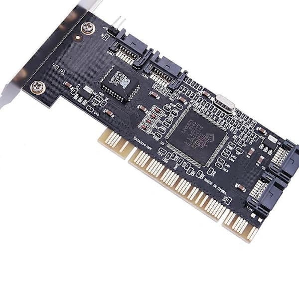 【xj】4-portars PCI SATA Raid-kontroller Internt expansionskort med två SATA-kablar, för stationär PC, stöder