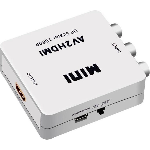 RCA til HDMI-adapter - AV til HDMI-omformer - Hvit