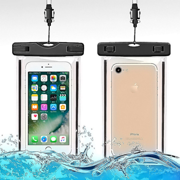 XJ-Vattentätt smartphonefodral IPX8, beröringskänsligt, 7 tum, för strand, resor, pool, för telefon 13, 12 Pro/XR, XS, X/8/7, S22/S20