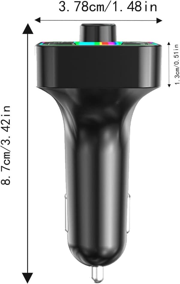 Bluetooth FM-transmitter til bil med støjreduktion, håndfri opkald, musikstreaming, dobbelt USB-oplader, LED-display, sort