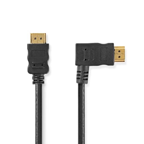 XJ-High Speed ​​HDMI ™ kabel med Ethernet | Højre Vinklet HDMI ™ Connector | HDMI™ Kontakt | 4K@30Hz | 10.2 Gbps | 1.50 m | Rund | PVC | Sort | Kuvert