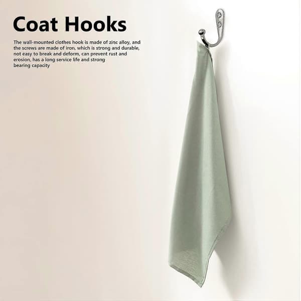 Hooks, 5 Pcs Single Hooks with 10 Screws Wall Mounted Coat Hooks Metal Hooks for Kitchen Bathroom Silver