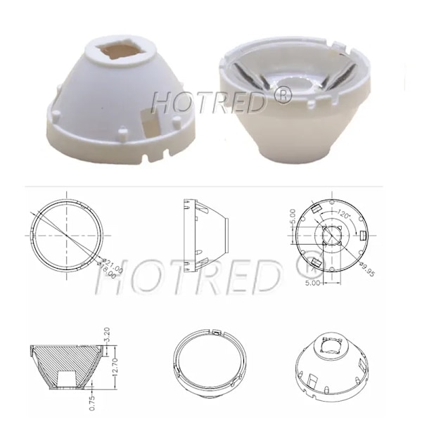 1 st CREE XML LED XML2 LED XHP50 LED 5050 Lins 21mm 32mm vit hållare 10/25/45/60 graders LED-LINS/Reflektor Kollimator