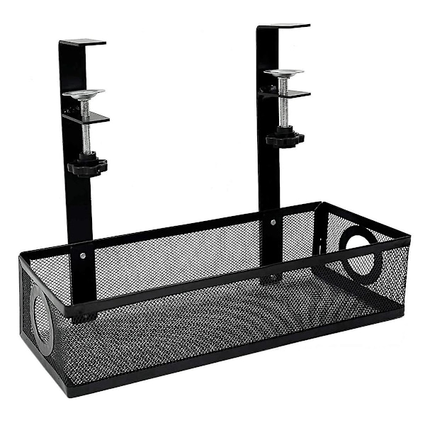 XJ-Under Desk Box Tray Under Skrivebord Kabelhåndteringsboks Klemme Under Bord Ledningsorganisator