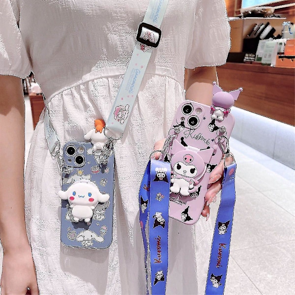 Kawaii Kuromi Cartoon Telefonfodral För Iphone 14 13 12 11 Pro Max Mini Xr X Xs Max 8 7 Plus Se Anti-fall Cover A6