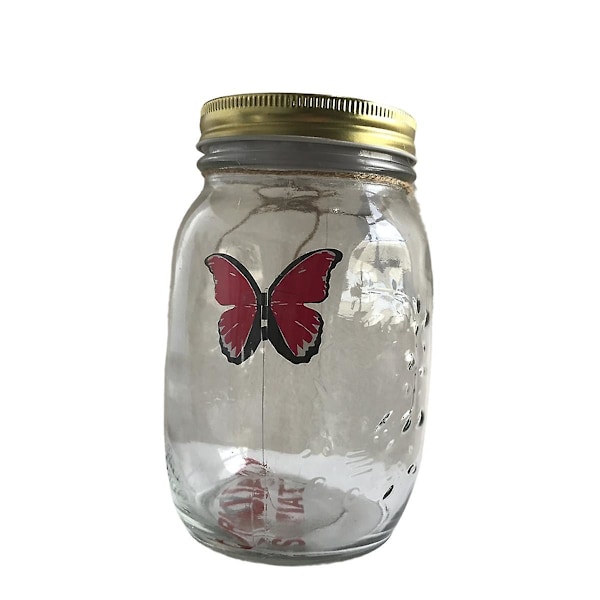 Simuleret Sommerfuglekollektion i Krukke, Sommerfuglekrukke der Bevæger Sig, Romantisk LED-lys Glas Animat