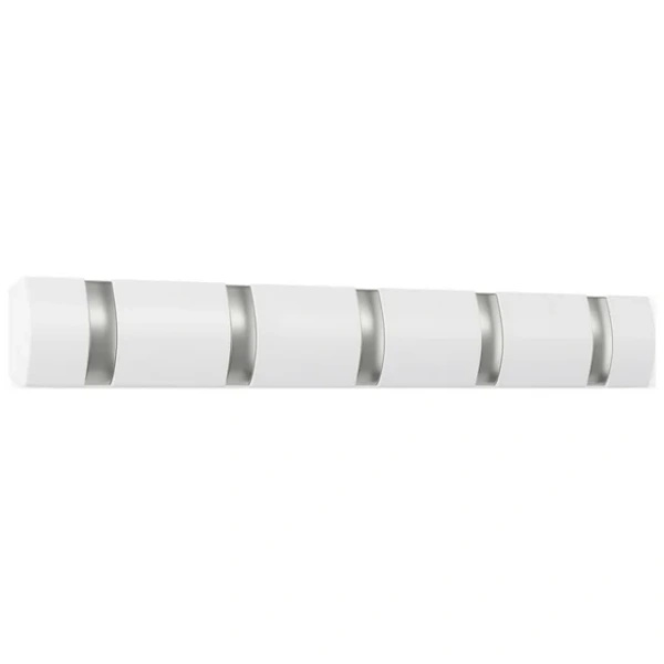 Wall Mounted Coat Rack with 5 Hooks, White