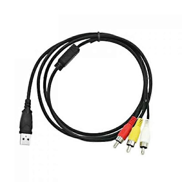 USB til 3RCA Audio Video A/V Videokamera Adapterkabel til TV Mac PC Værktøj Sort