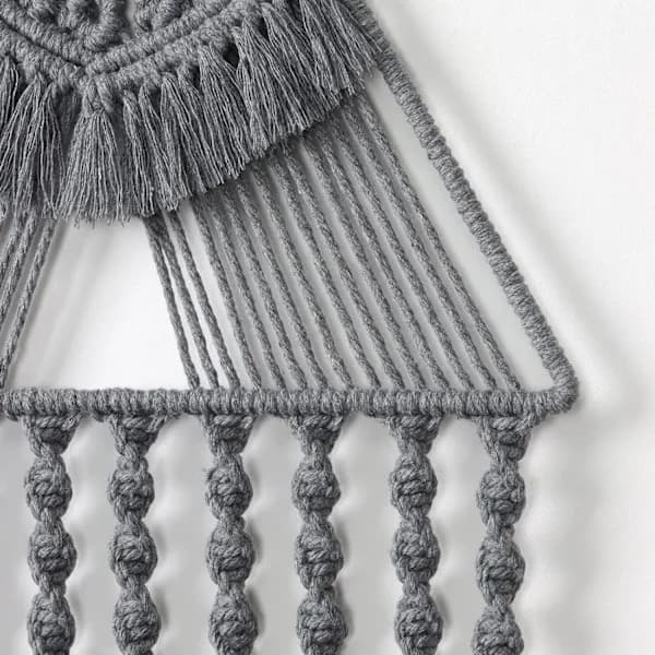 Boho Väggbonad Geometrisk Väggkonst Vävd Bomull Handgjord Ornament Sovrum Vardagsrum Lägenhet Barnrum (Grå)