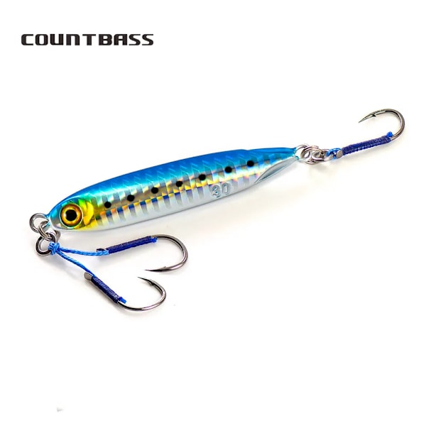 Countbass 3 st 10g 15g 20g 30g 40g Micro Cast Slim Slow Jig Shore Jigging Metallbeten för Saltvattenfiske Levande Fiskbeten