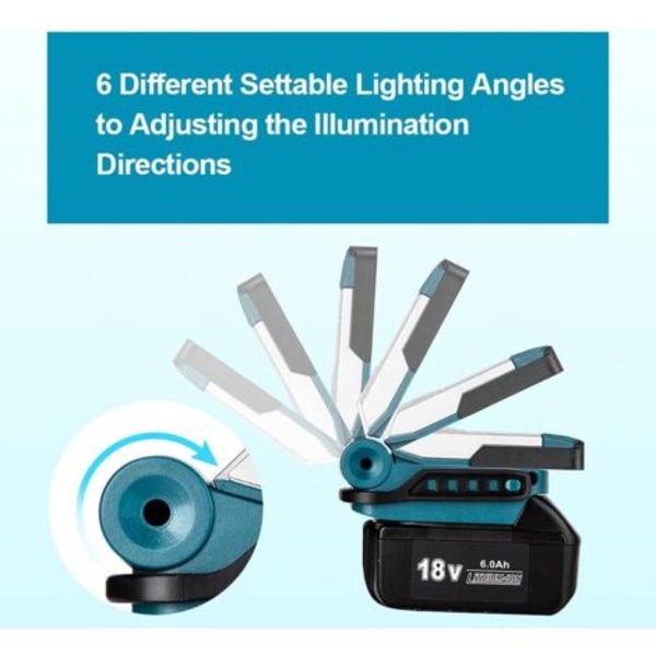LED Arbetslampa Portabel Spotlight, 420LM 9W Byggarbetsplatsbelysning Kompatibel med Makita Drivna Arbetslampor, Sladdlös Nödbelysning Utomhus Inomhus Säkerhet Li