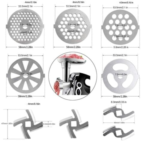 10 stk. Kød Hakker Tilbehør Mad Kød Hakker Manuel Kød Hakker Slibedele Pølsestopper Maskine Rustfrit Stål Tilbehør Mixer