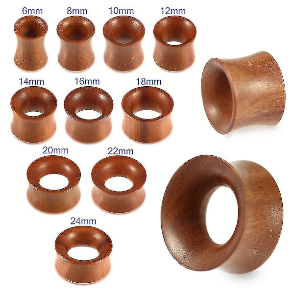 XJ-00 Gauge (10mm) Dobbelte Udvidede Organiske Naturlige Teaktræ Ørepropper