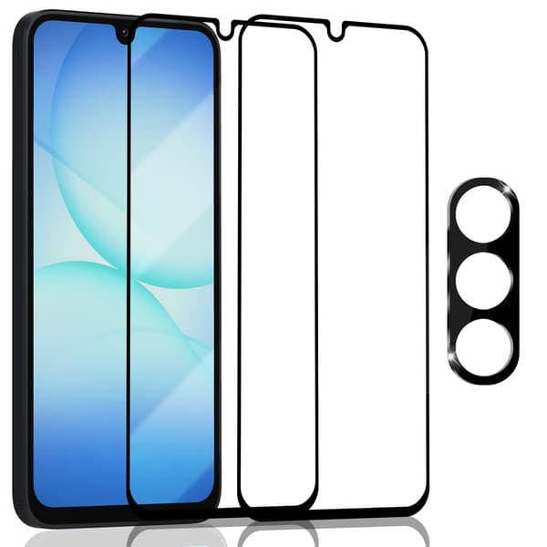 2-Pack Samsung A17 Screen Protector & 1-Pack Lens Protector - Tempered Glass 9H - Super Quality 3D