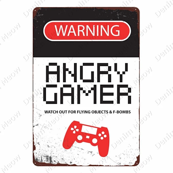 Vintage Advarsel Sint Gamer Metallskilt, Gaming Repeat Plakat, Klubb, Hjem, Soveromsdekor, Spise Sove Spill, Morsomme Veggklistremerker, N379