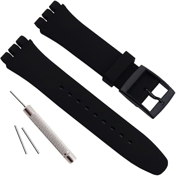 Vandtæt silikonearmbånd til Swatch (20 mm, sort)