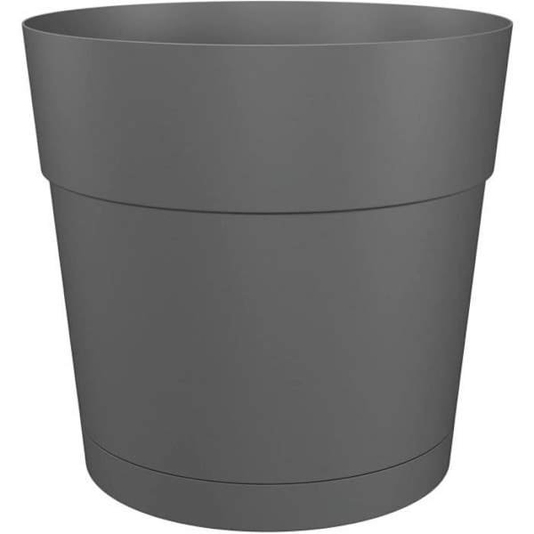 XJ-Pyöreä kukka- ja kasviruukku CAPRI LARGE - Muovi - Vesisäiliö - halkaisija 40 cm - Antrasiitti - ARTEVASI