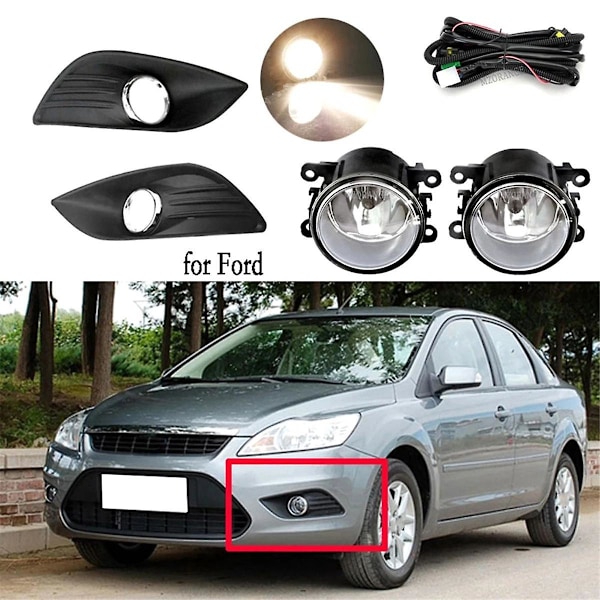 XJ-Sumuvalot Focus Mk2 2009-2011 Halogeeniajovalojen Sumuvalon Suojus Säleikkö Kromikehys Johtosarjasarja