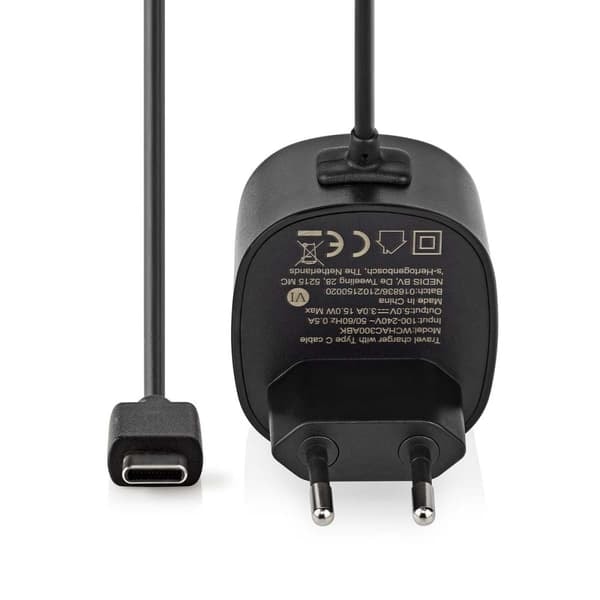 XJ-Vegglader | 15 W | Hurtigladefunksjon | 1x 3.0 A | Antall utganger: 1 | USB-C™ (Fast) Kabel | 1.50 m | Single Voltage Output
