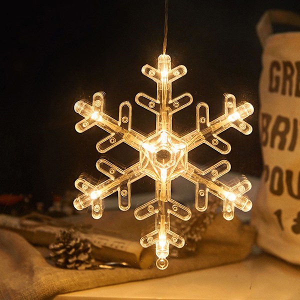 XJ-LED Snöflinga Fönsterlampa Juldekoration Julgransbelysning Batteridriven Hängande Jul Fönsterdekoration Med Sugpropp