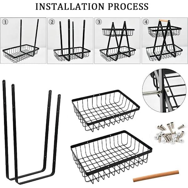 2-Tier Fruit Basket, Fruit Bowl Stand, Bread Basket, Vegetable Stand, Detachable Fruit Stand for Fruit, Vegetables, Home, Kitchen