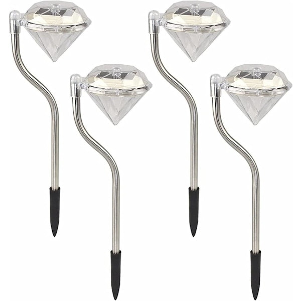Solarlampe for utendørs hage, 4 x solcellediamant utendørs hagelamper
