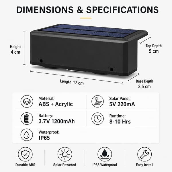 Sæt med 4 Solar Hegnslamper, Varme LED Vandtætte Dækslamper, Sort light (warm light) Four packs