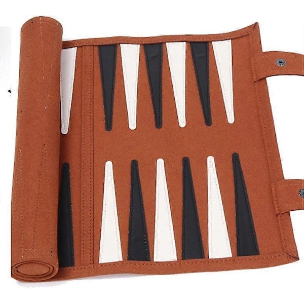 Rejsebackgammon sæt i ægte ruskind - Bærbar, sammenrullelig, let backgammon til rejser - Sammenrullelig backgammon i læder