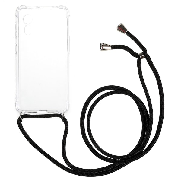 Förstärkt TPU-hörnskydd för Samsung Galaxy Xcover 5, transparent anti-dropp telefonskal med snodd